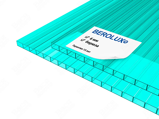 Сотовый поликарбонат BEROLUX бирюза 12000x2100x6 мм