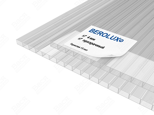 Сотовый поликарбонат BEROLUX прозрачный 12000x2100x4 мм