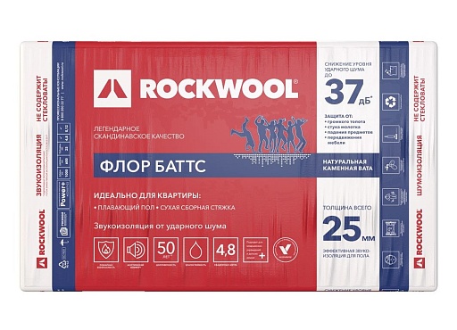 Утеплитель Роквул Флор Баттс 25x600x1000 мм 4